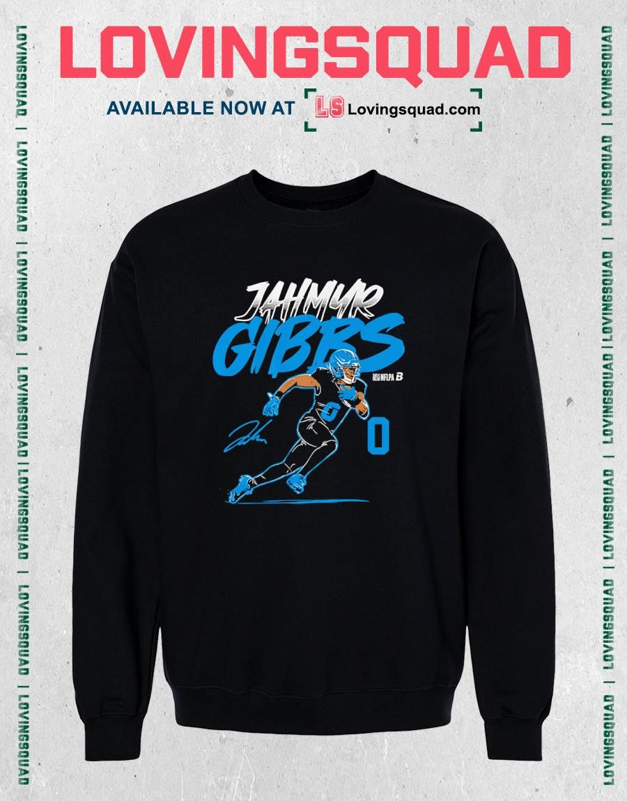 Jahmyr Gibbs Name & Number Pose Signature T-Shirt