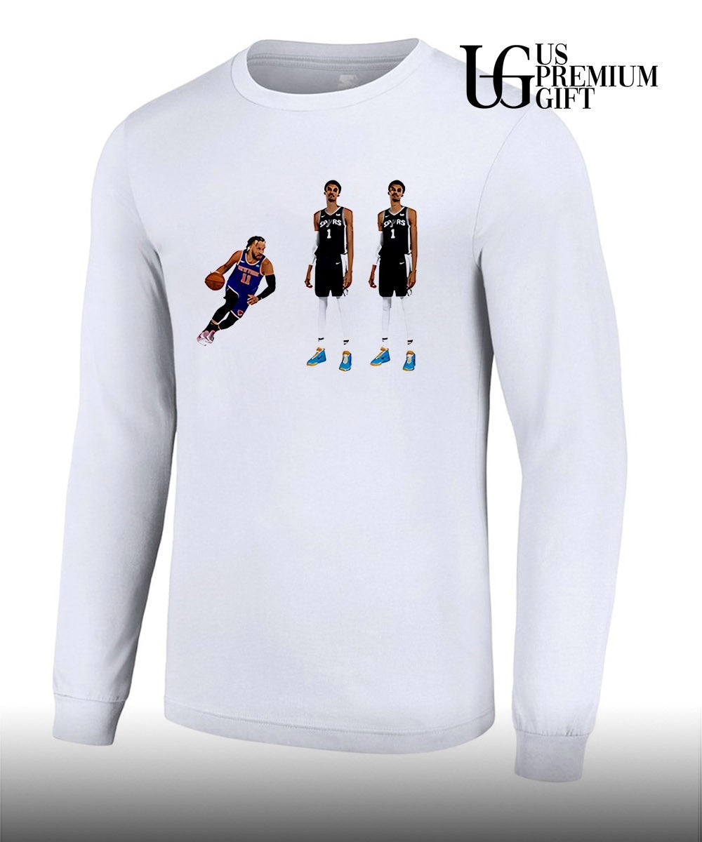Jalen Brunson and Victor Wembanyama Knicks In 9 11 shirt