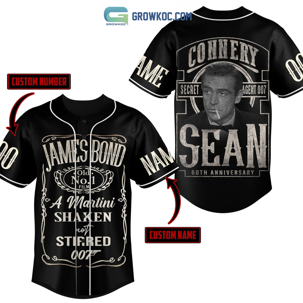 James Bond Connery Sean Secret Agent 007 60th Anniversary Personalized Baseball Jersey