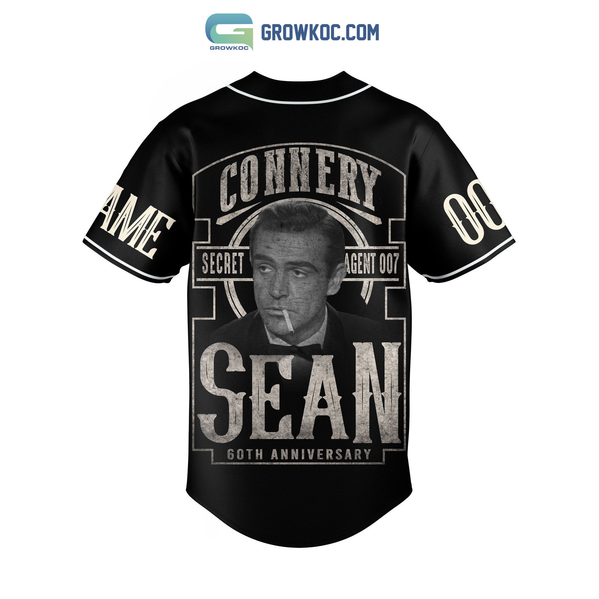 James Bond Connery Sean Secret Agent 007 60th Anniversary Personalized Baseball Jersey