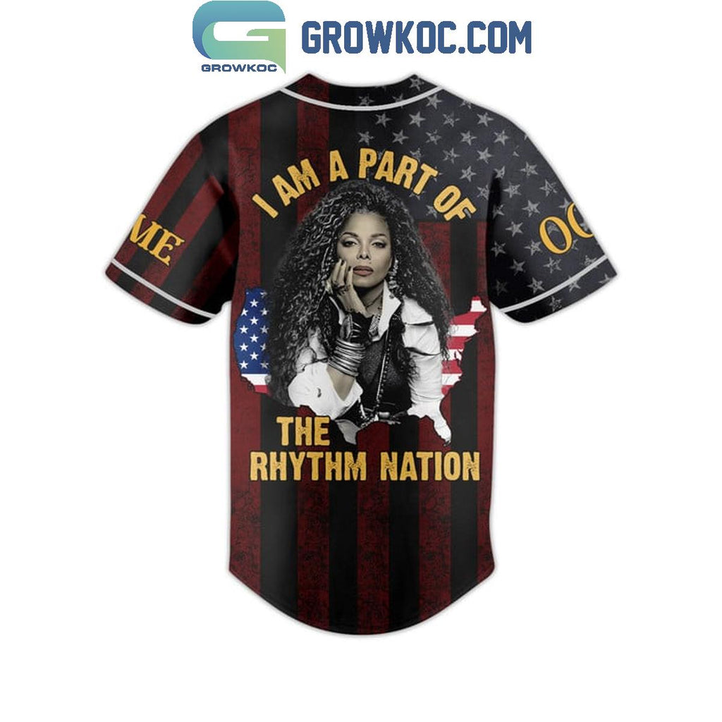 Janet Jackson I Am A Part Of The Rhythm Nation Personalized Baseball Jersey