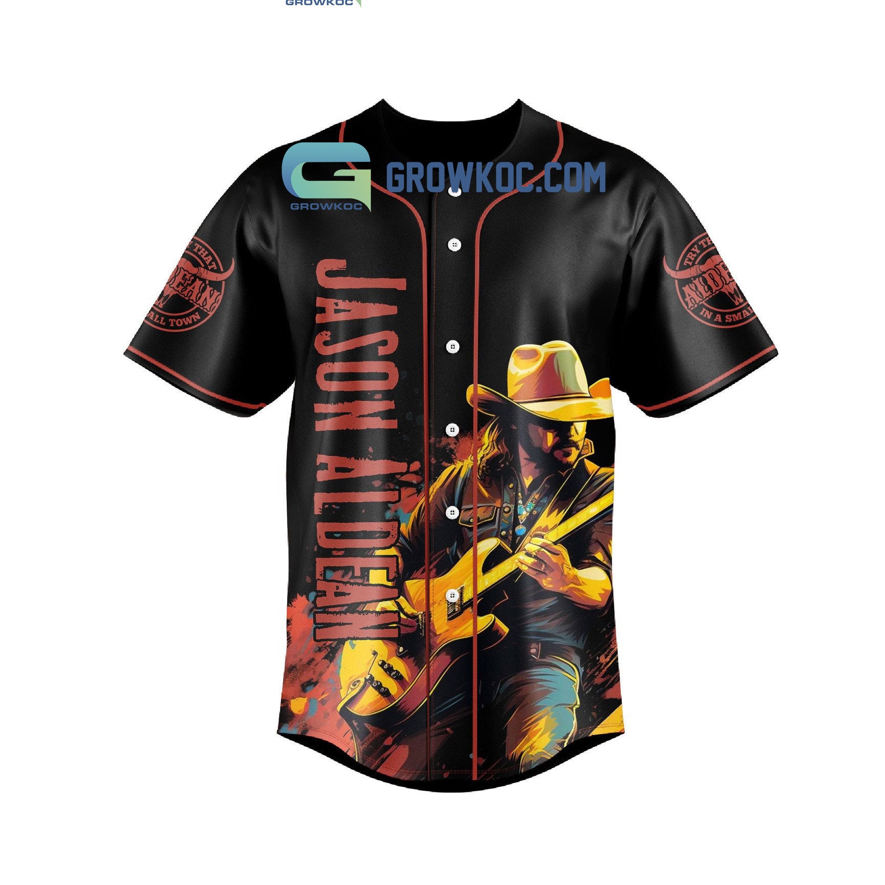 Jason Aldean Try That In A Small Town Black Design Art Baseball Jersey