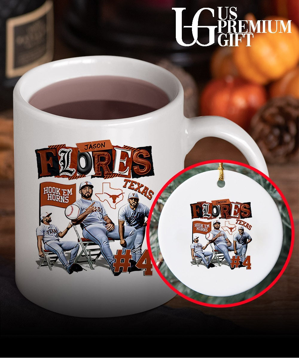 Jason Flores player Texas Longhorns NCAA Baseball youth Collage shirt
