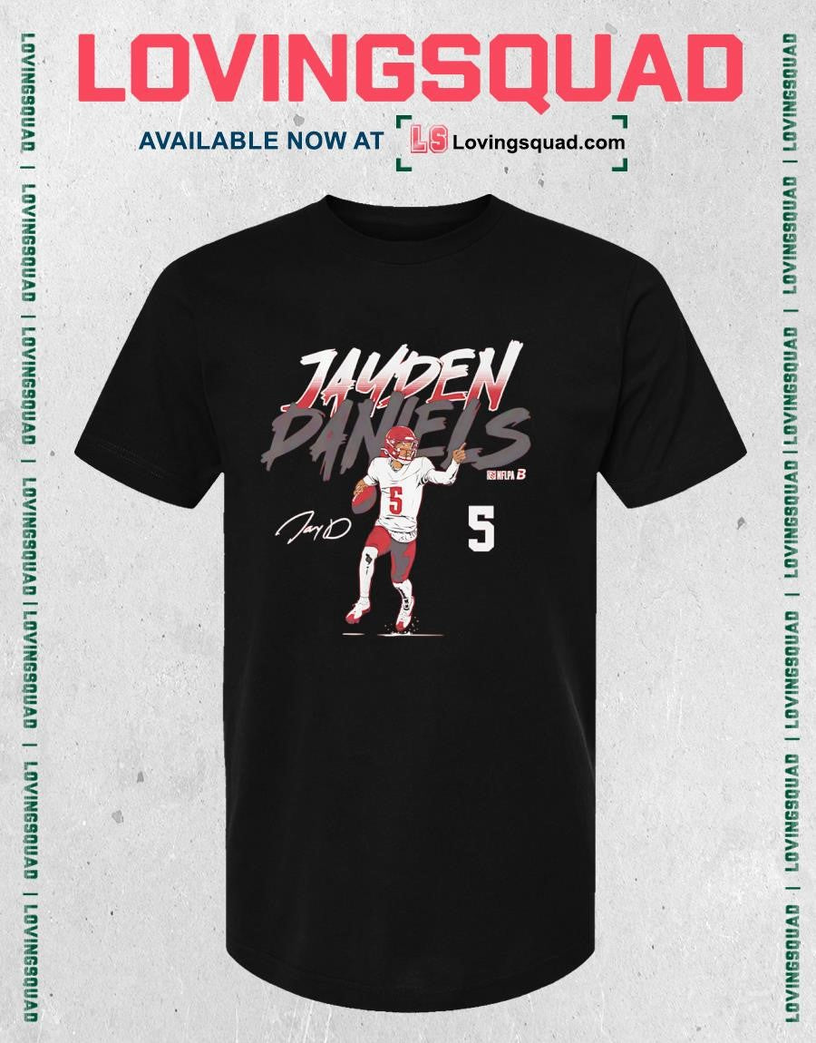 Jayden Daniels Name & Number Pose Signature T-Shirt
