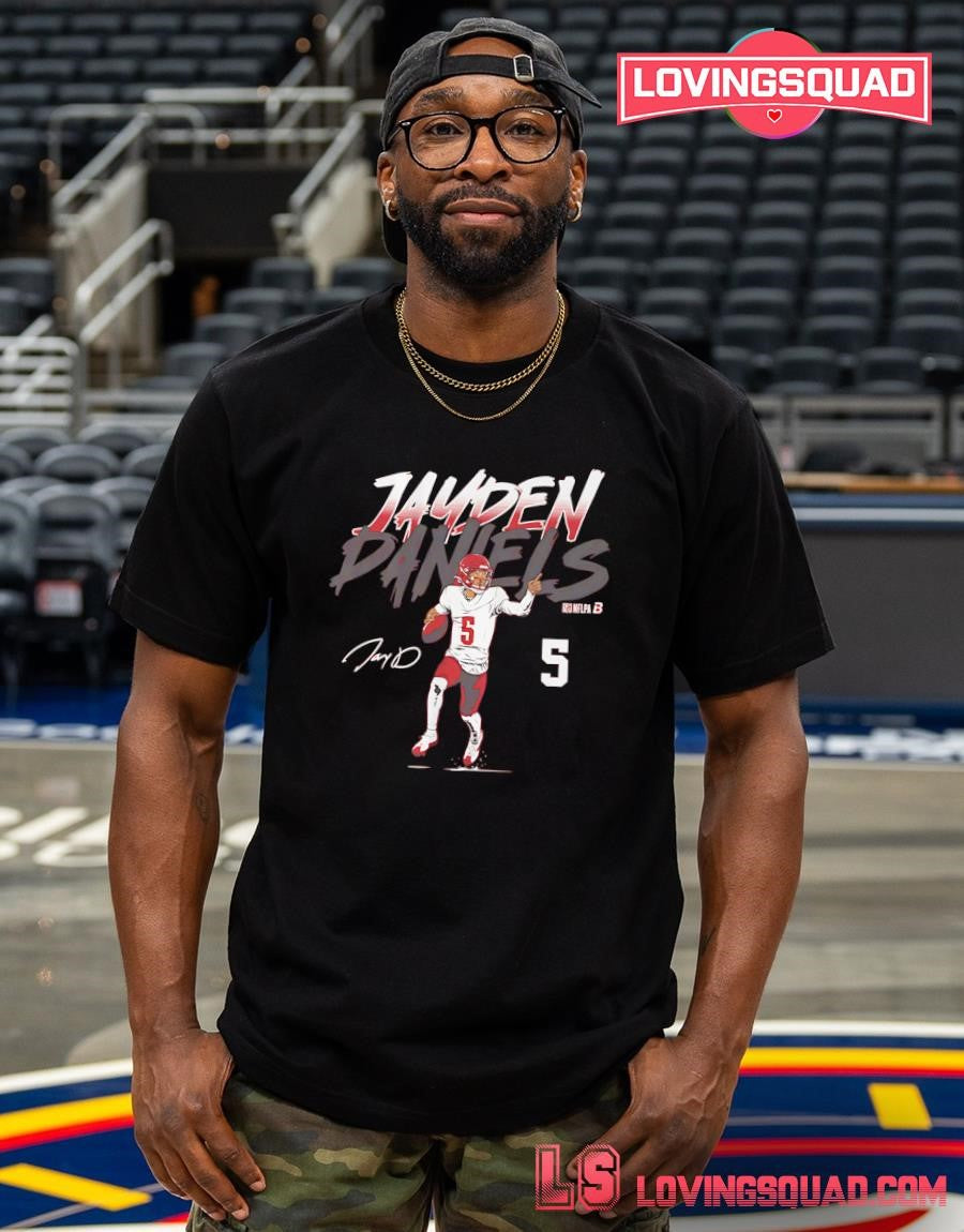 Jayden Daniels Name & Number Pose Signature T-Shirt