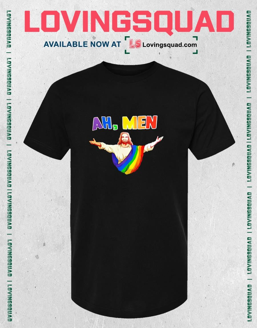 Jesus Ah Men LGBT gay pride graphic T-shirt