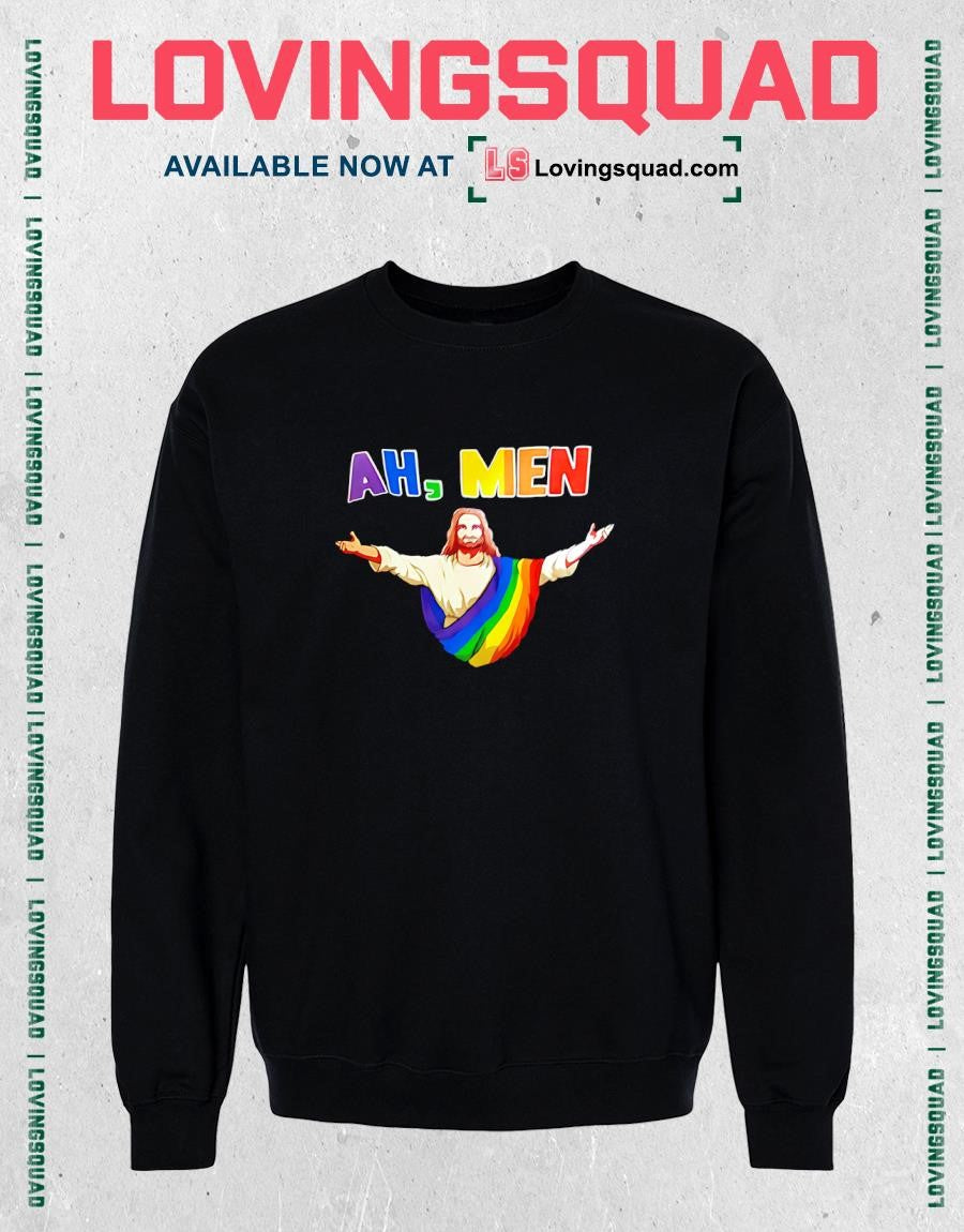 Jesus Ah Men LGBT gay pride graphic T-shirt