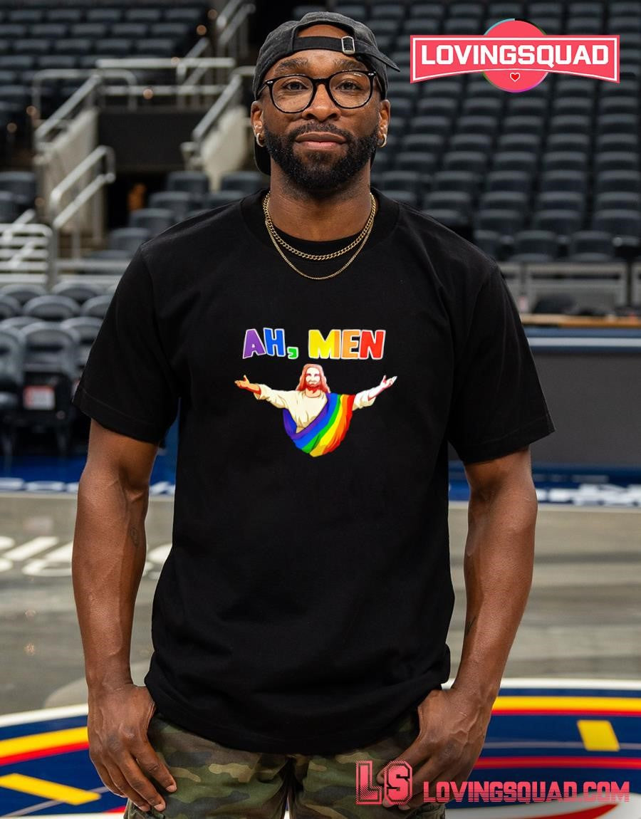 Jesus Ah Men LGBT gay pride graphic T-shirt