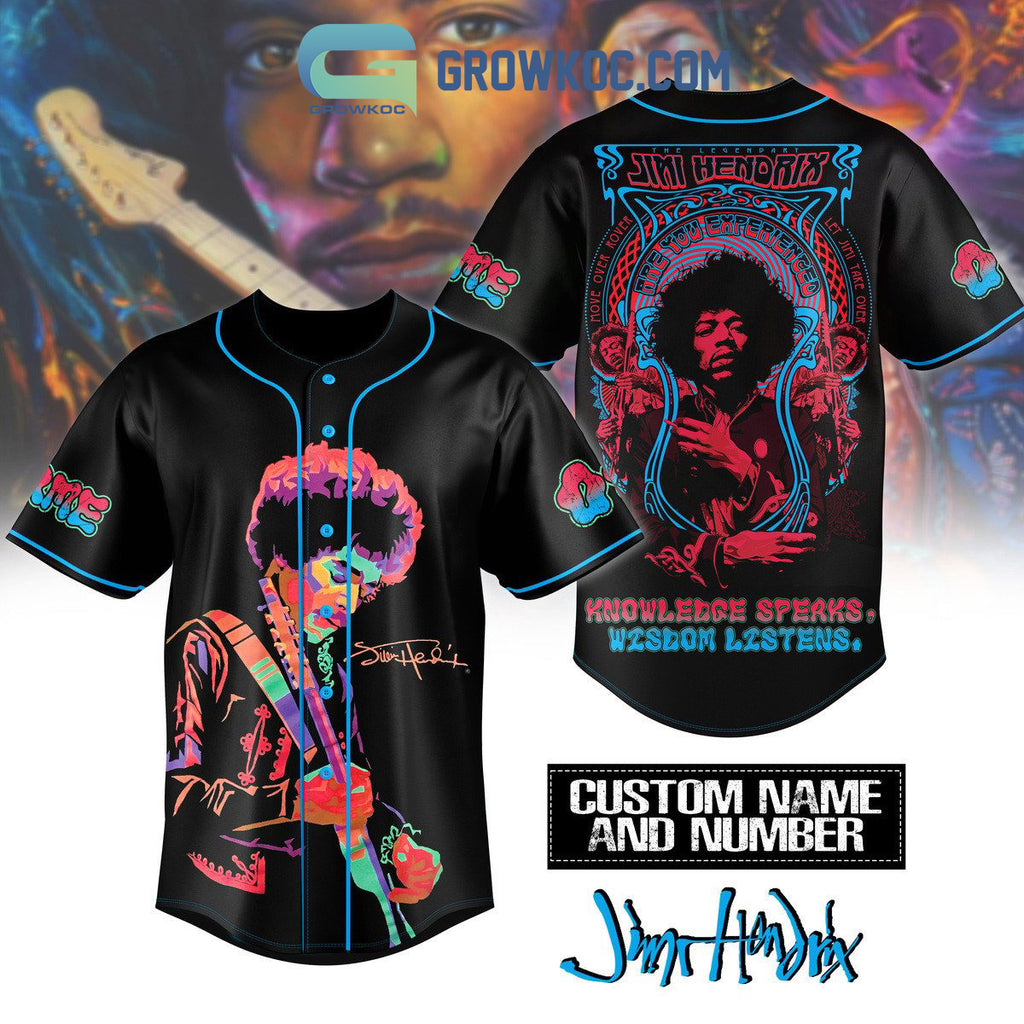 Jimi Hendrix Knowledge Speaks Wisdom Listens Personalized Baseball Jersey
