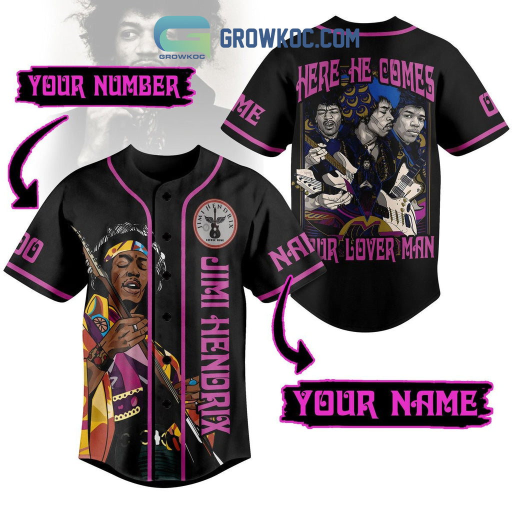 Jimi Hendrix Our Lover Man Personalized Baseball Jersey