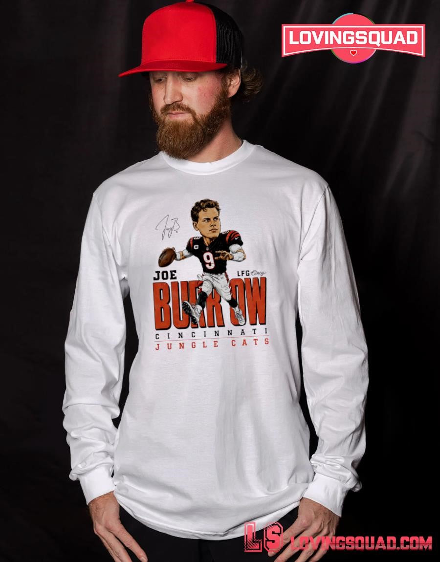 Joe Burrow Cincinnati Jungle Cats Caricature Signature T-shirt
