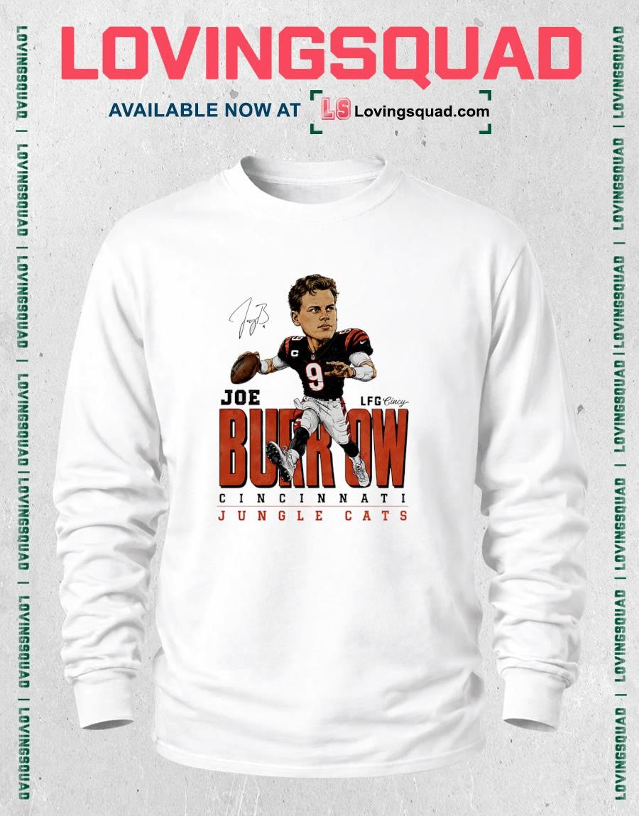 Joe Burrow Cincinnati Jungle Cats Caricature Signature T-shirt