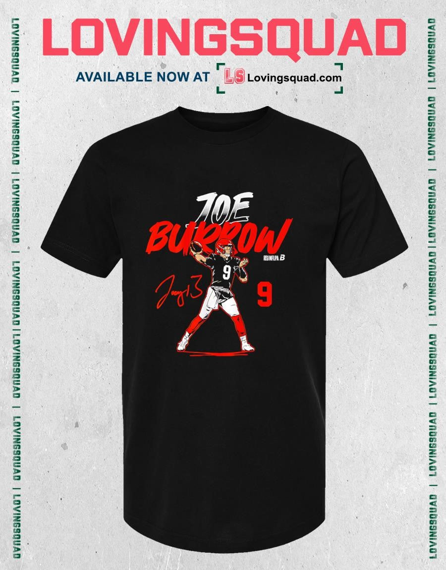 Joe Burrow Name & Number Pose Signature T-Shirt