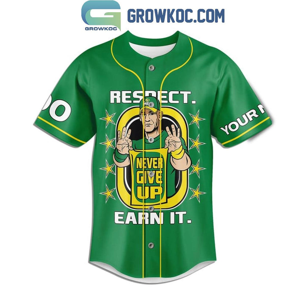 John Cena Respect Earn It Never Give Up Personalized Baseball Jersey