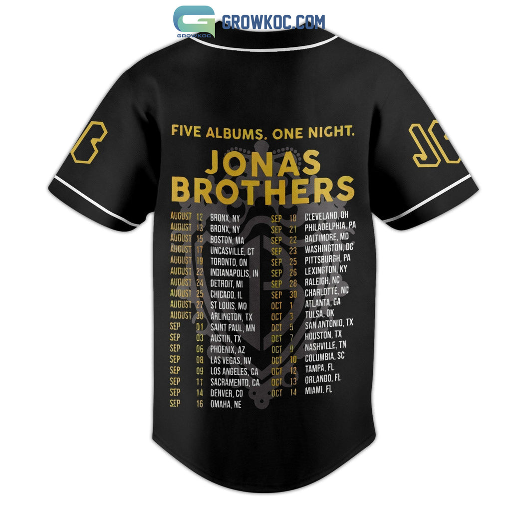 Jonas Brothers Five Albums One Night Black Design Baseball Jersey