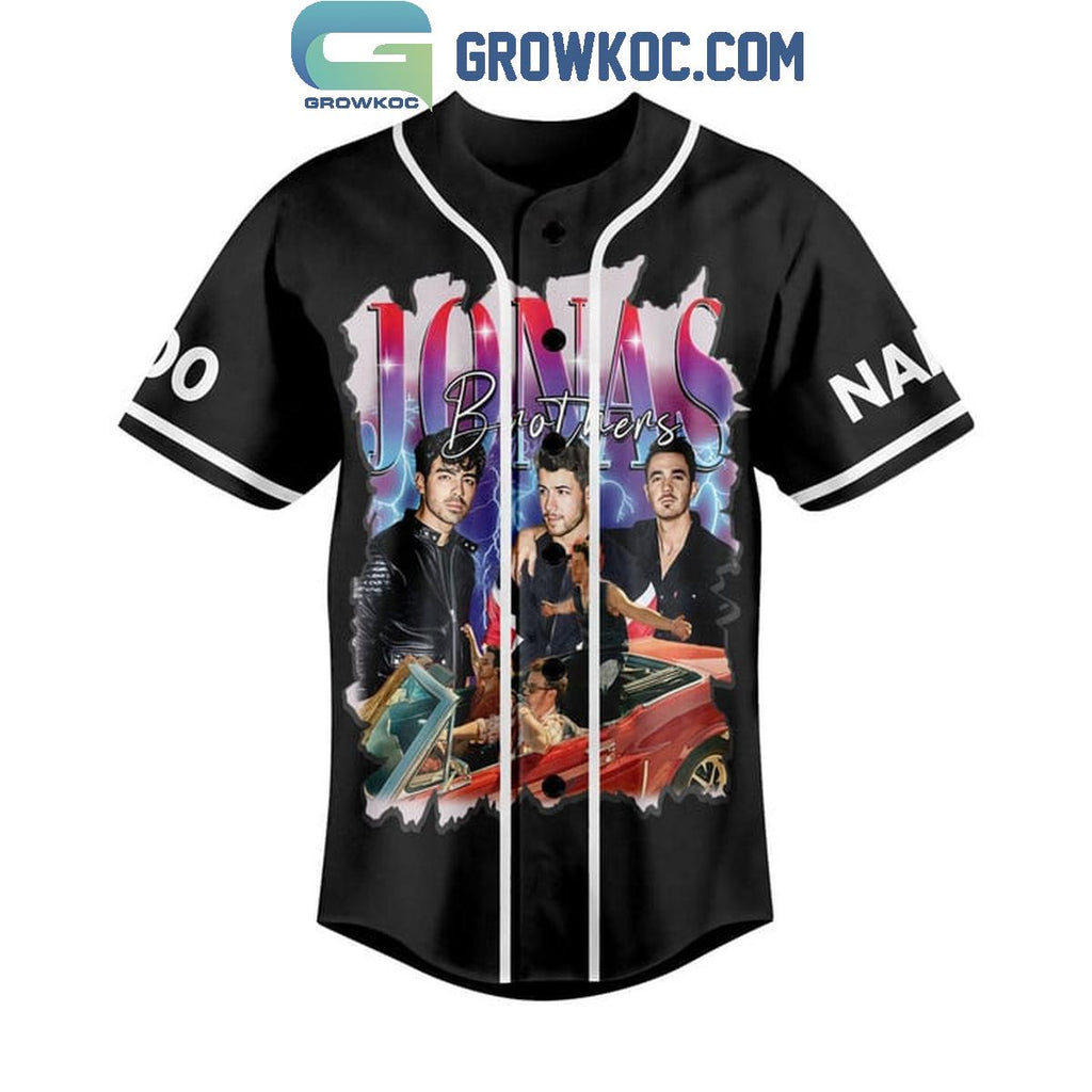 Jonas Brothers Five Albums One Night Personalized Baseball Jersey Black