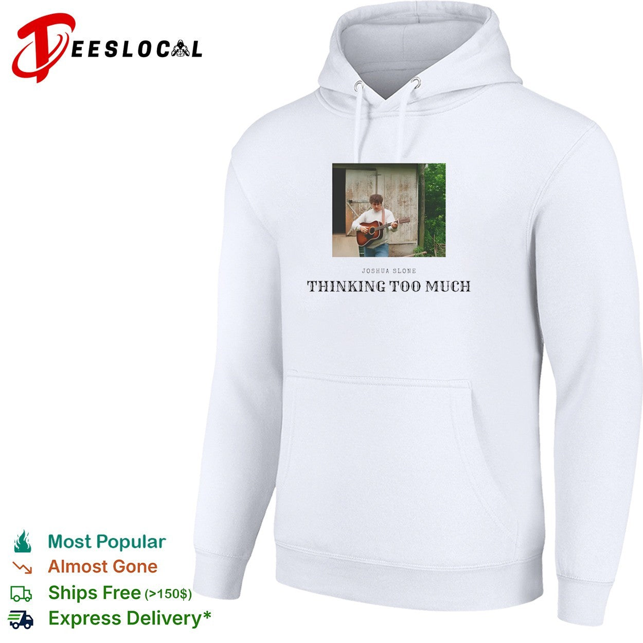 Joshua Slone playing guitar thinking too much shirt