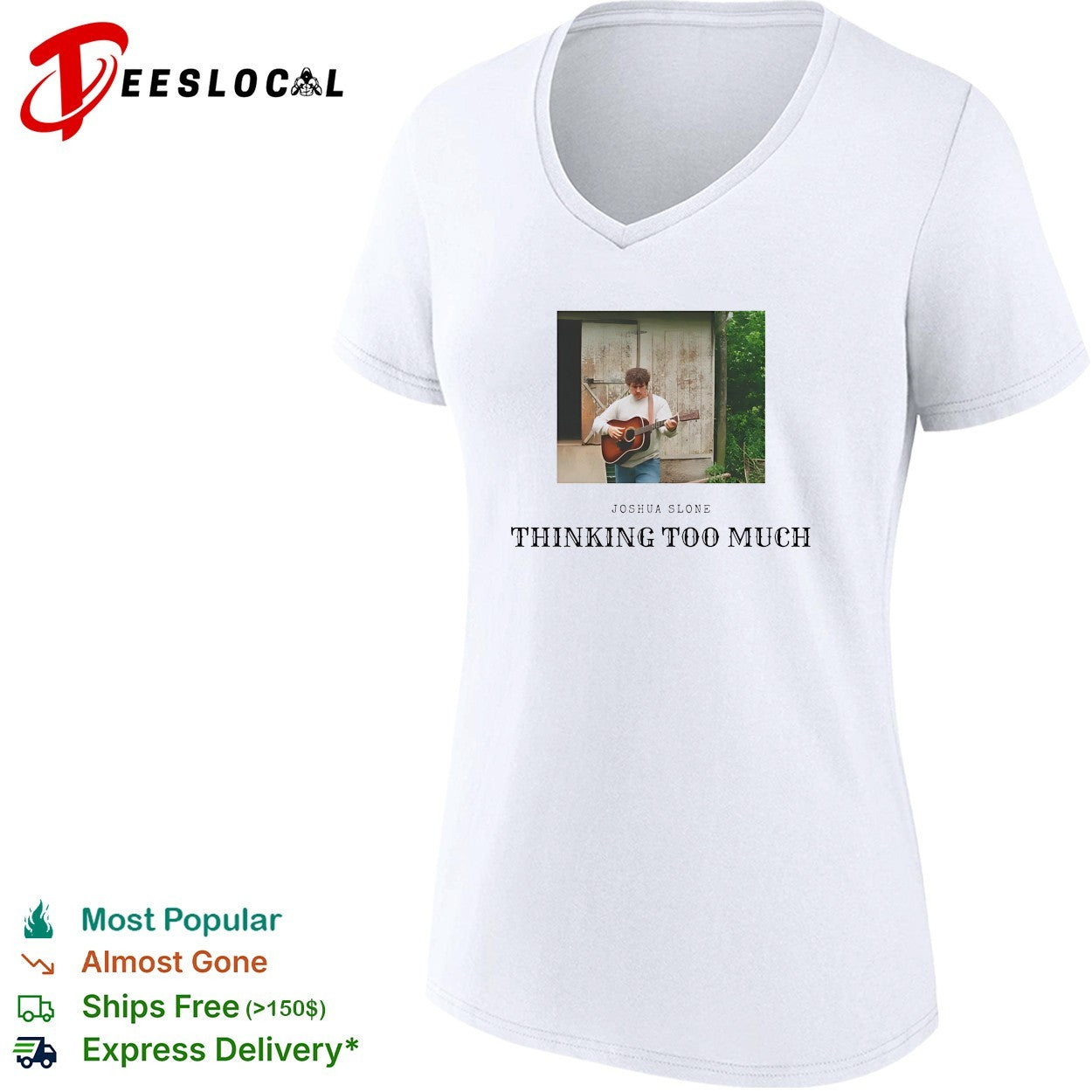 Joshua Slone playing guitar thinking too much shirt