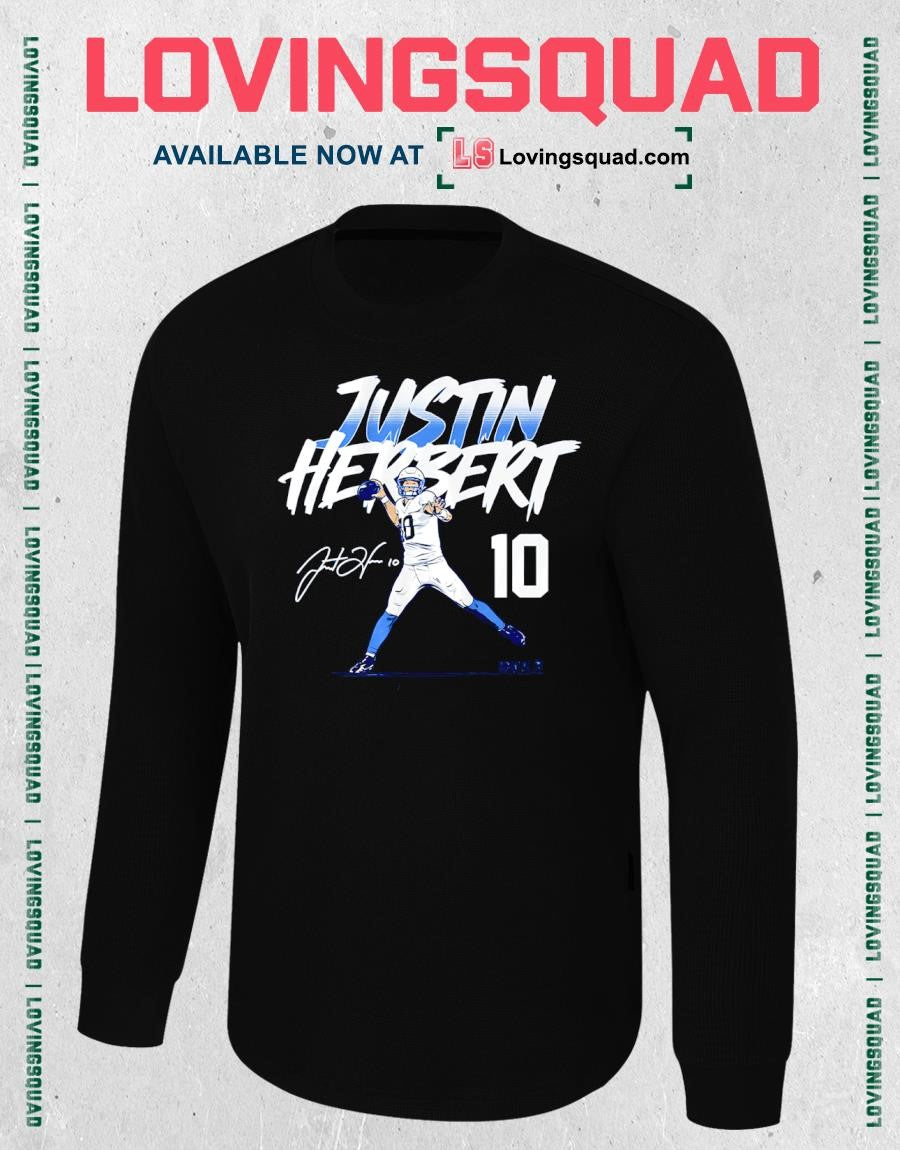Justin Herbert Name & Number Pose Signature T-Shirt