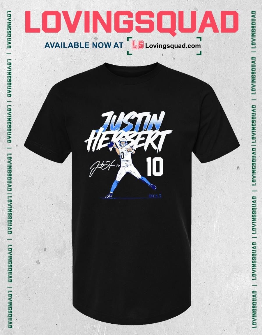 Justin Herbert Name & Number Pose Signature T-Shirt