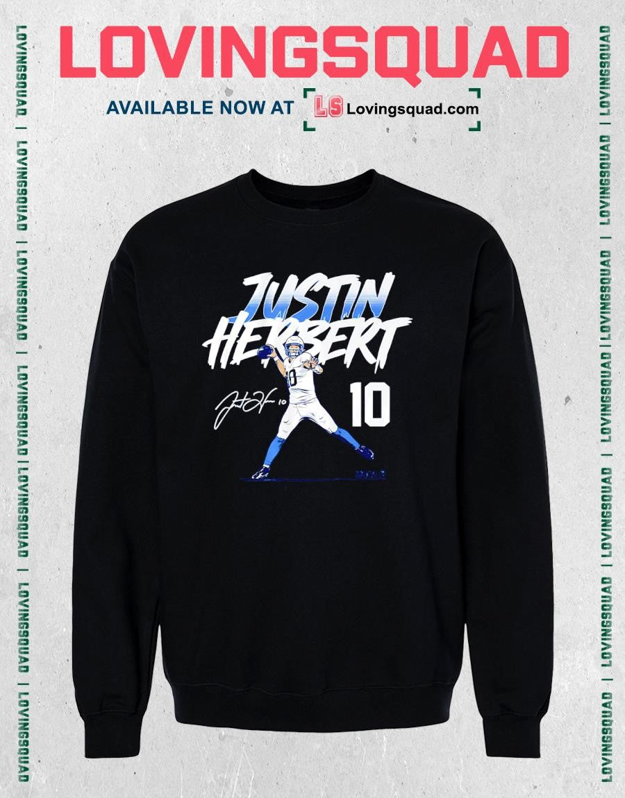 Justin Herbert Name & Number Pose Signature T-Shirt