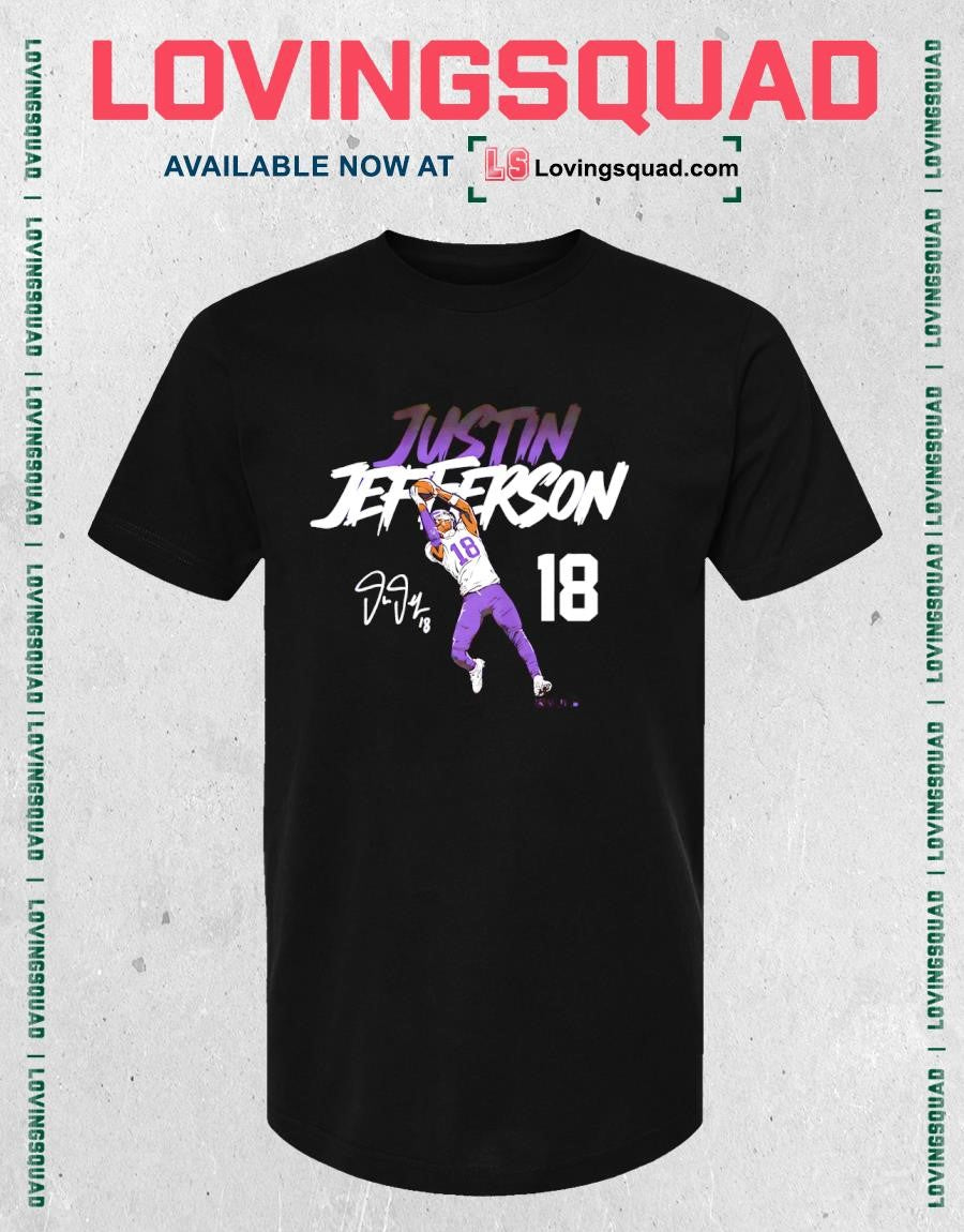 Justin Jefferson Name & Number Pose Signature T-Shirt