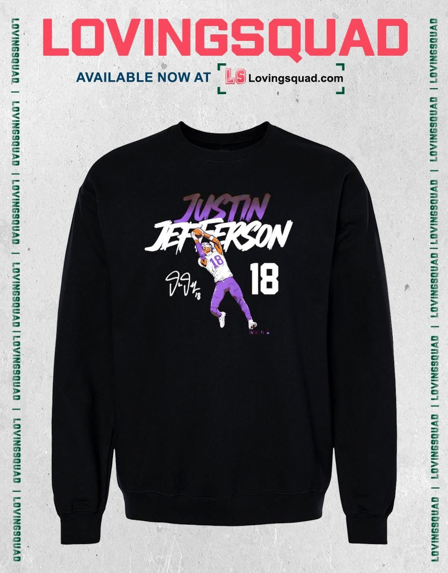 Justin Jefferson Name & Number Pose Signature T-Shirt