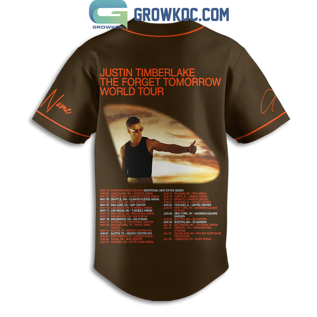 Justin Timberlake The Forget Tomorrow World Tour 2024 Personalized Baseball Jersey