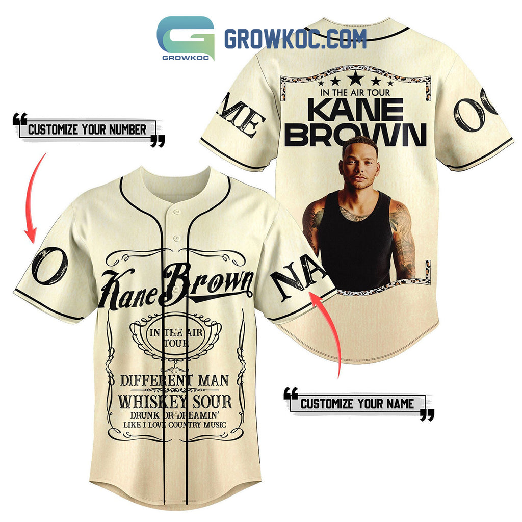 Kane Brown In The Air Tour Beige Personalized Baseball Jersey