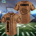 Kansas City Chiefs Brown American Flag Personalized Baseball Jersey