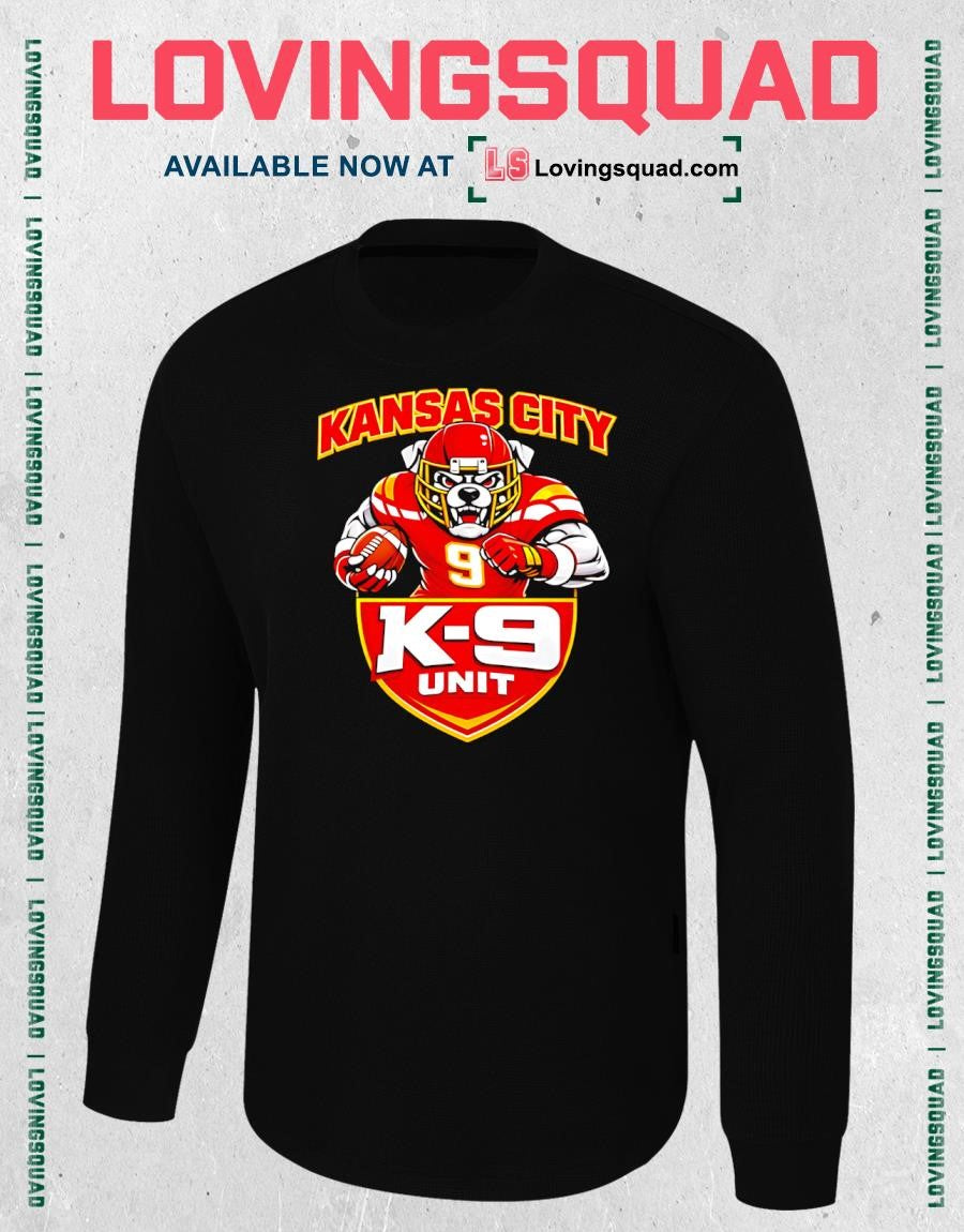 Kansas City K9 Unit Cartoon Bulldog Football Player Helmet Shield T-Shirt