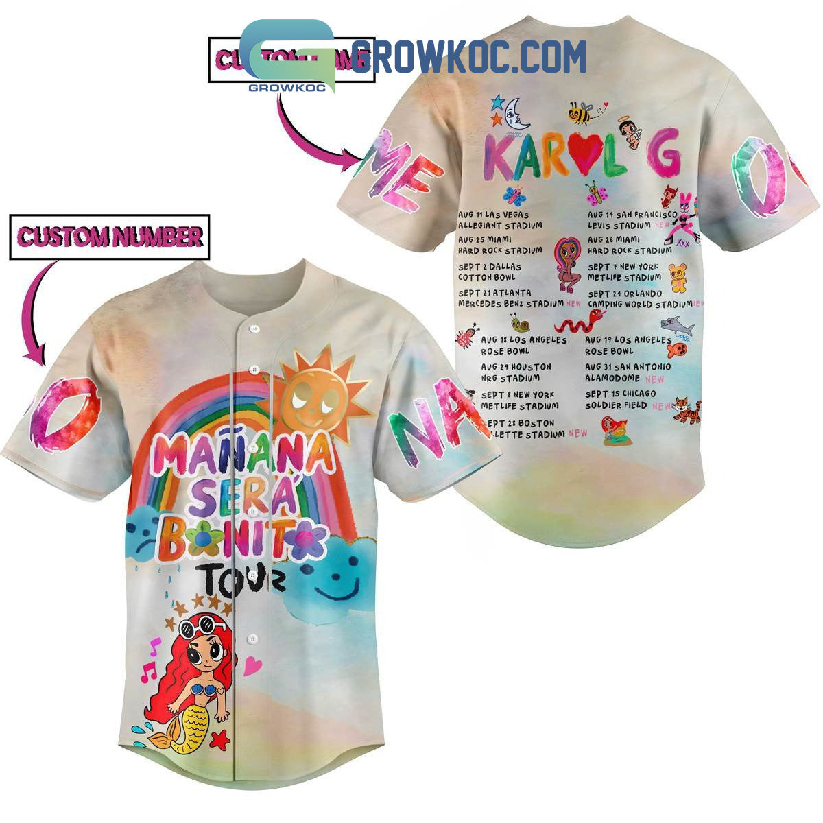 Karol G Ma?ana Ser? Bonito Tour Personalized Baseball Jersey