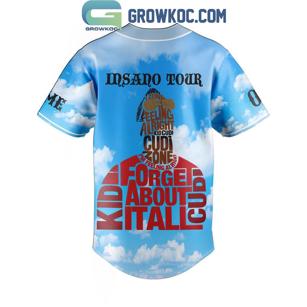Kid Cudi Insano Tour Forget About It All Personalized Baseball Jersey