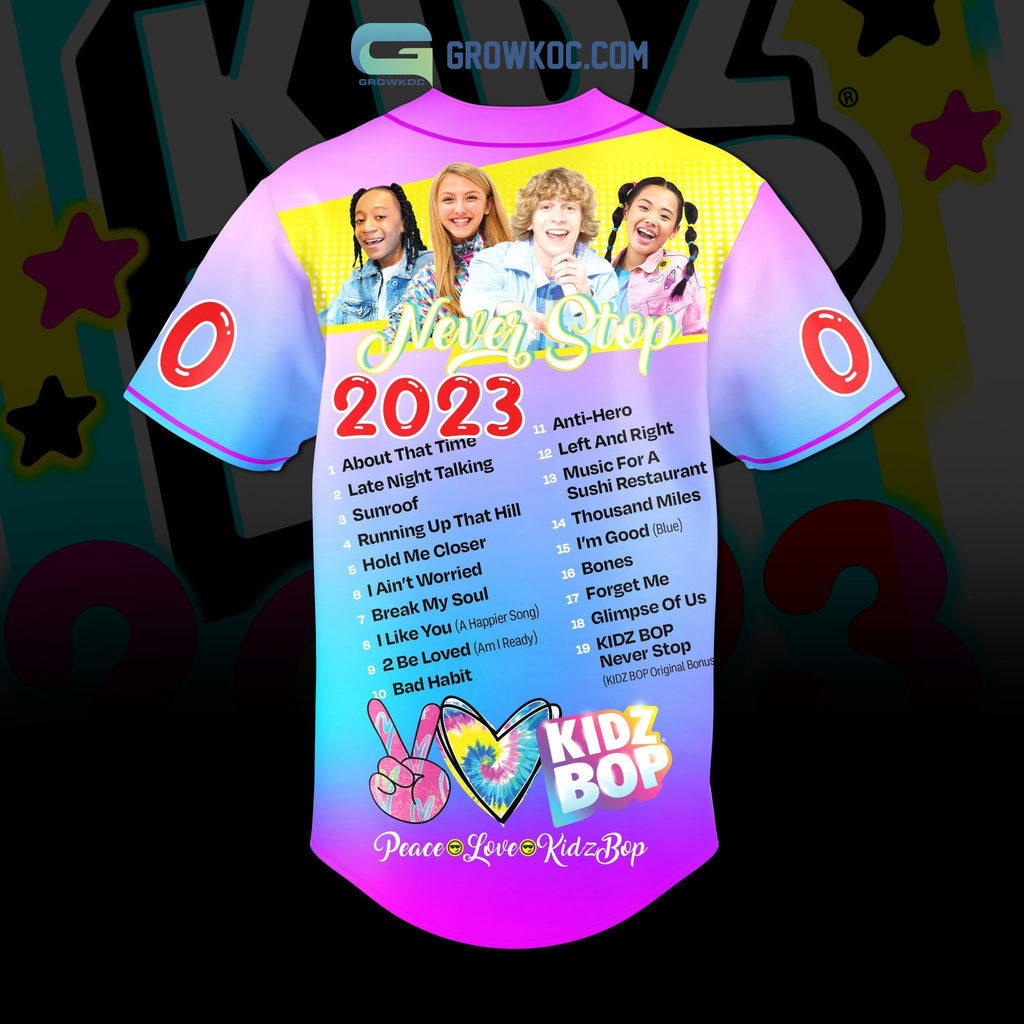 Kidz Bop Never Stop 2023 Personalized Baseball Jersey