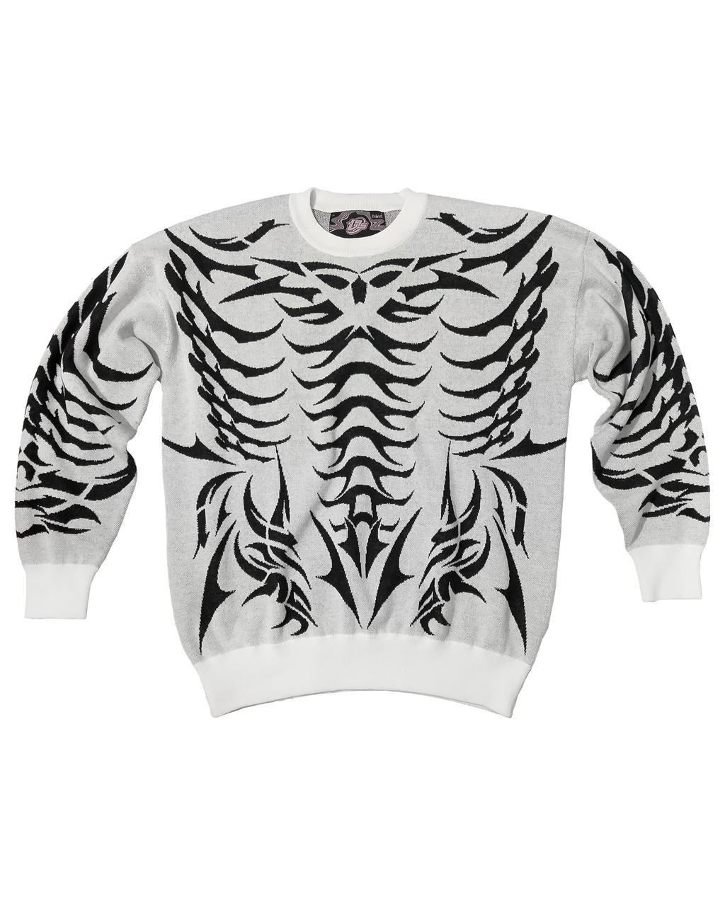 Exoskeleton White Knit Sweatshirt