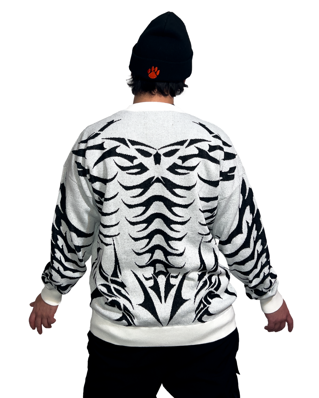 Exoskeleton White Knit Sweatshirt