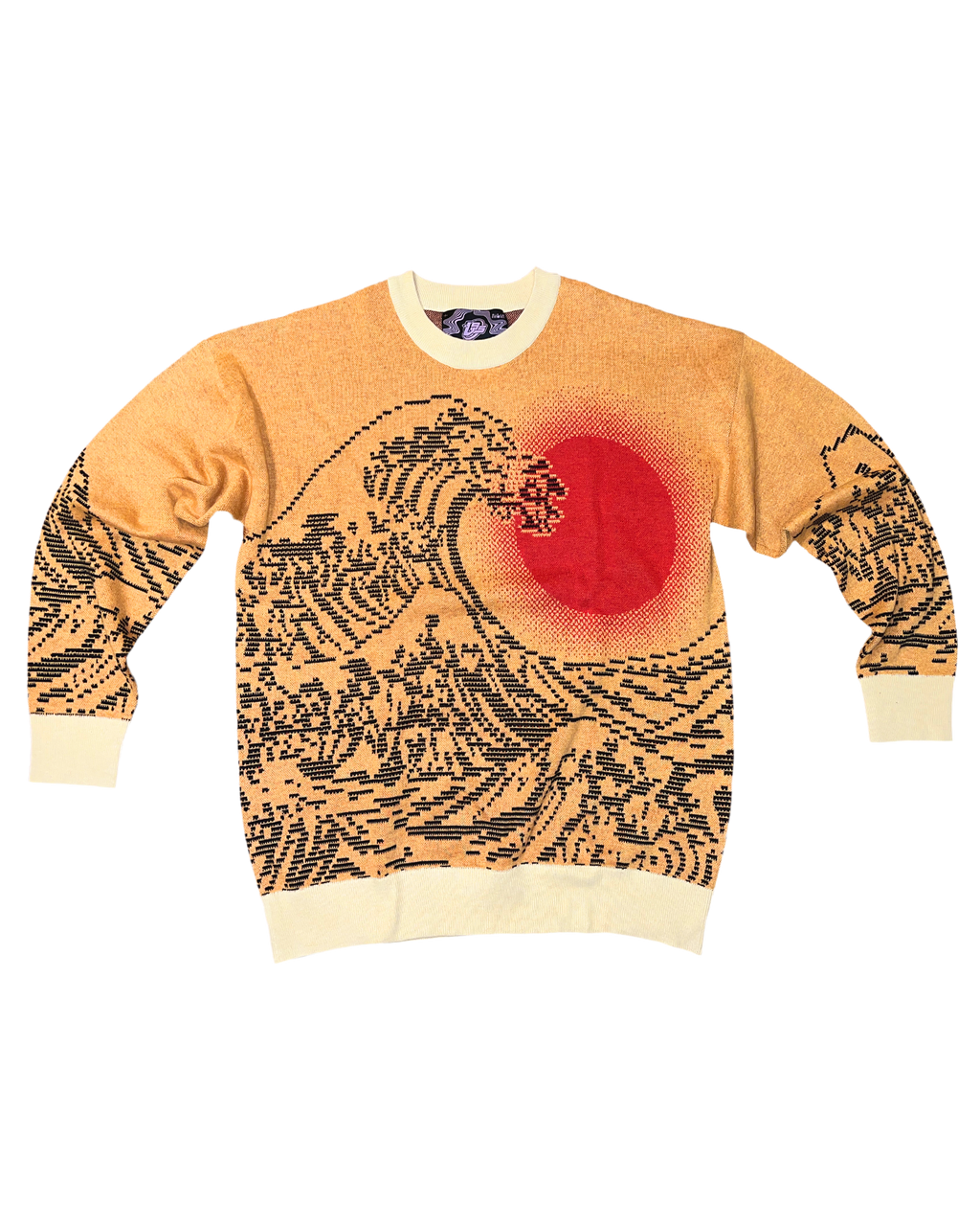 Burning Pixel Wave Knit Sweatshirt
