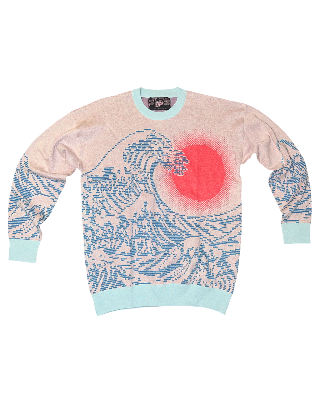 Pastel Pixel Wave Knit Sweatshirt