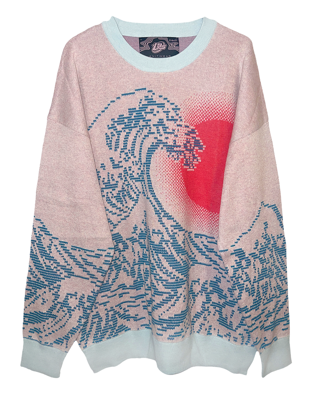 Pastel Pixel Wave Knit Sweatshirt
