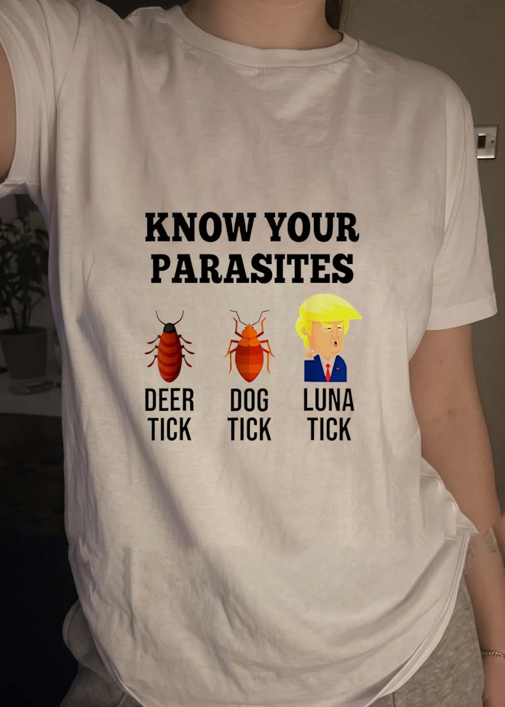Know Your Parasites Deer Dog Luna Tick Humor Graphic T-Shirt