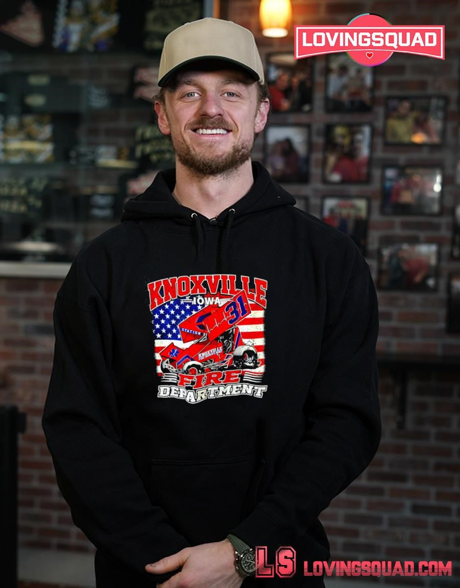 Knoxville Iowa Fire Department Racing American flag T-shirt