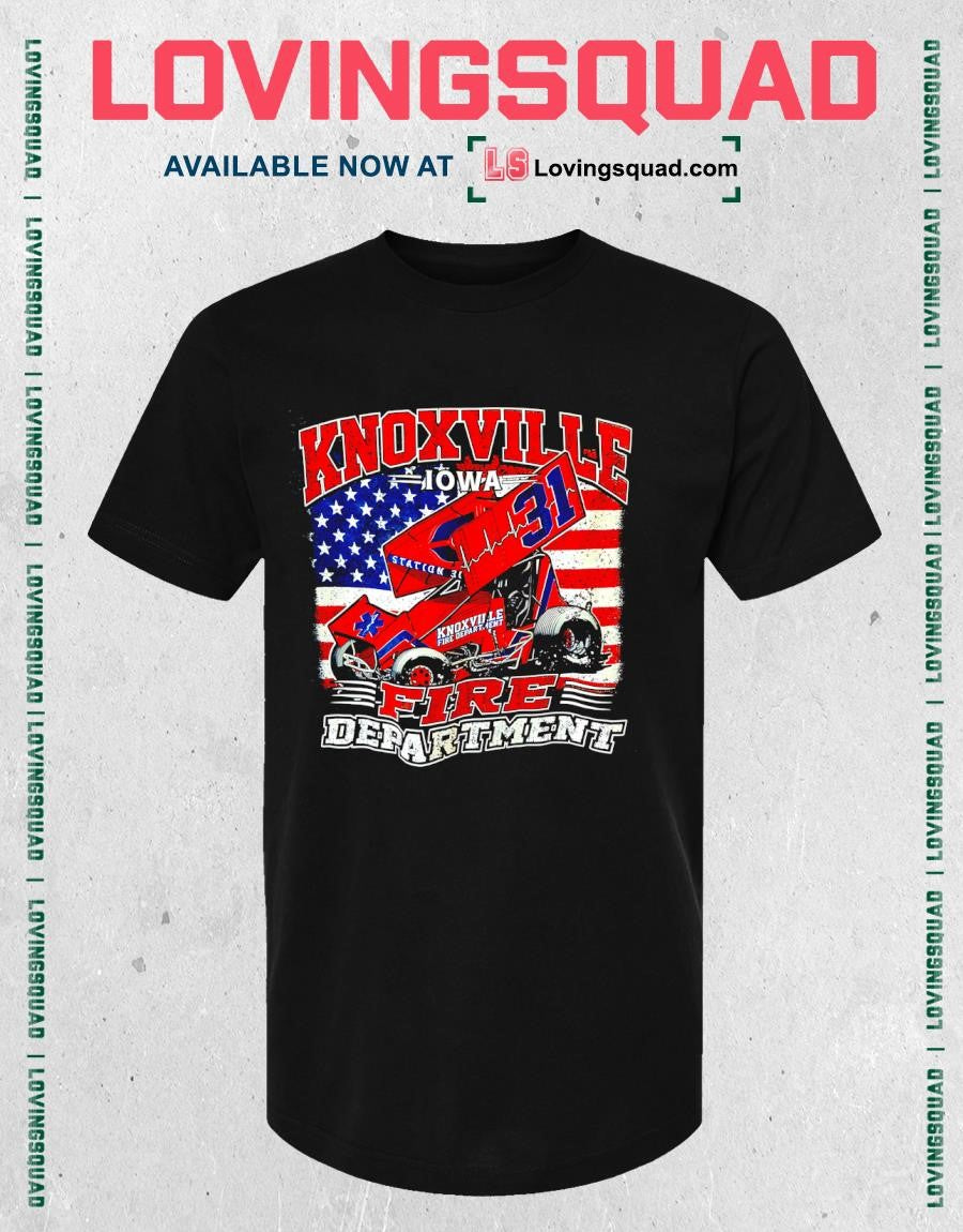 Knoxville Iowa Fire Department Racing American flag T-shirt