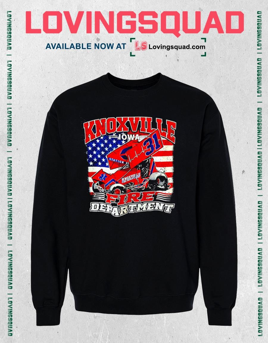 Knoxville Iowa Fire Department Racing American flag T-shirt