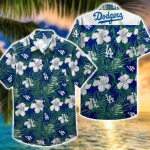LA Dodgers Hawaiian Shirt Hibiscus Pattern Practical Beach Gift