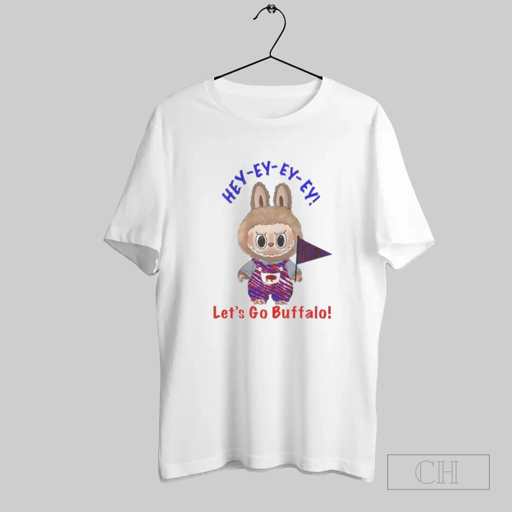 Labubu Holding Go Bill Flag Hey Ey Ey Ey Let_s Go Buffalo T-Shirts, Hoodie, Sweatshirt | InkRitualCo.com