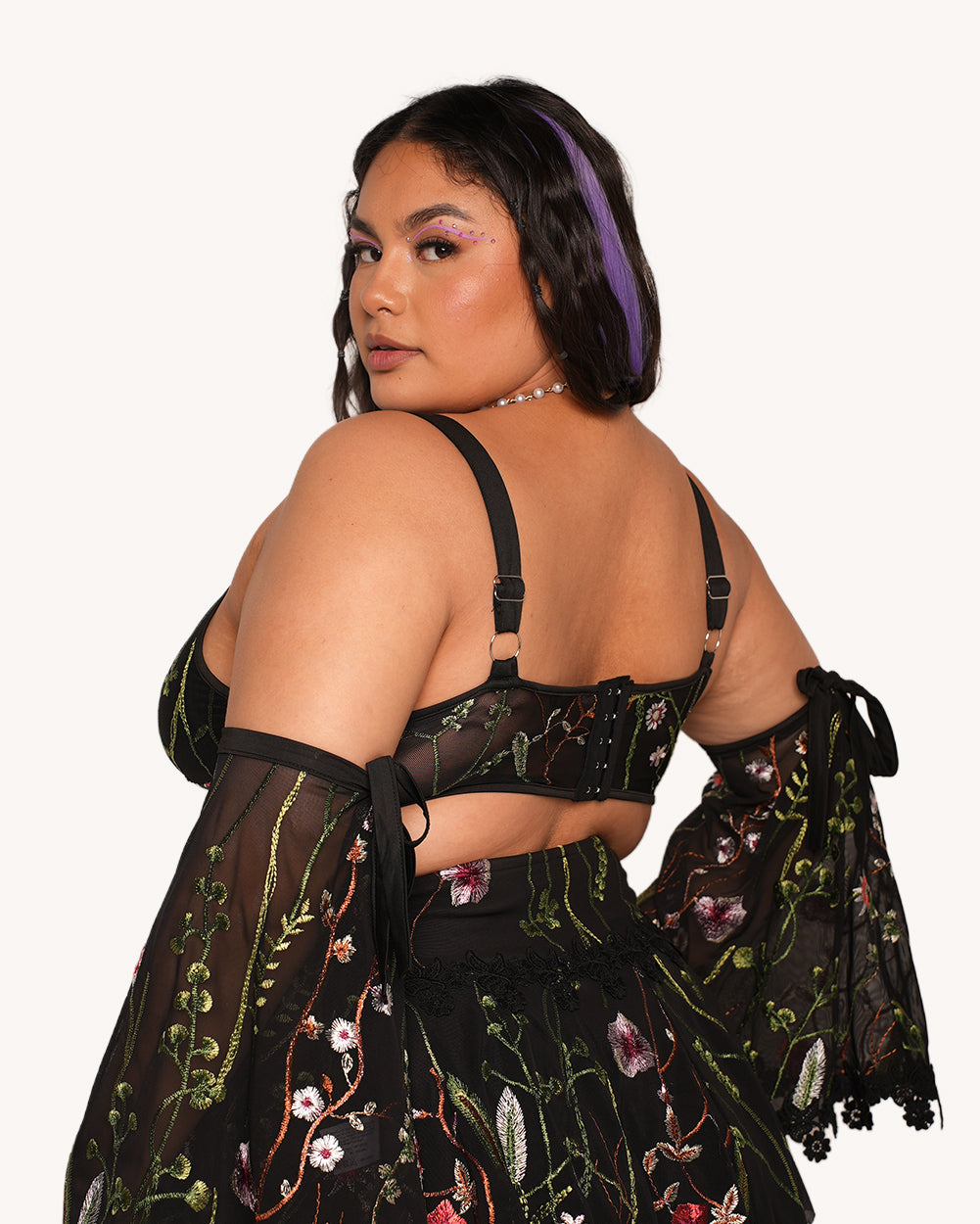 Lace Flowerfields Stretch Ruffle Top