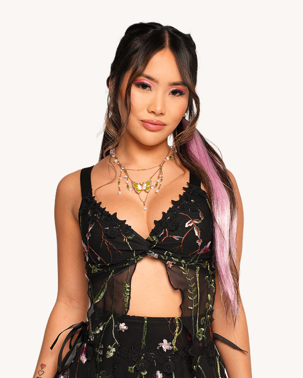 Lace Flowerfields Stretch Ruffle Top