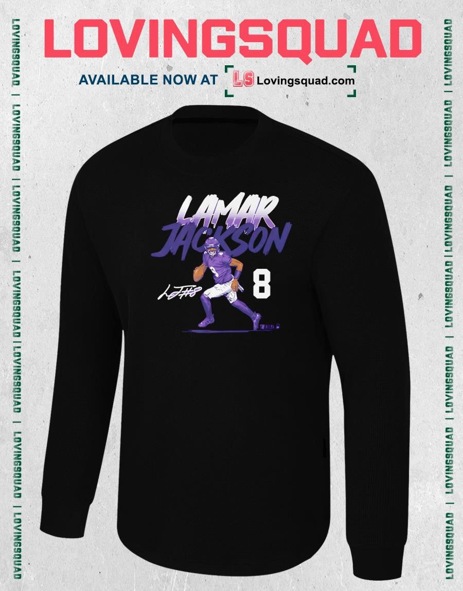 Lamar Jackson Name & Number Pose Signature T-Shirt