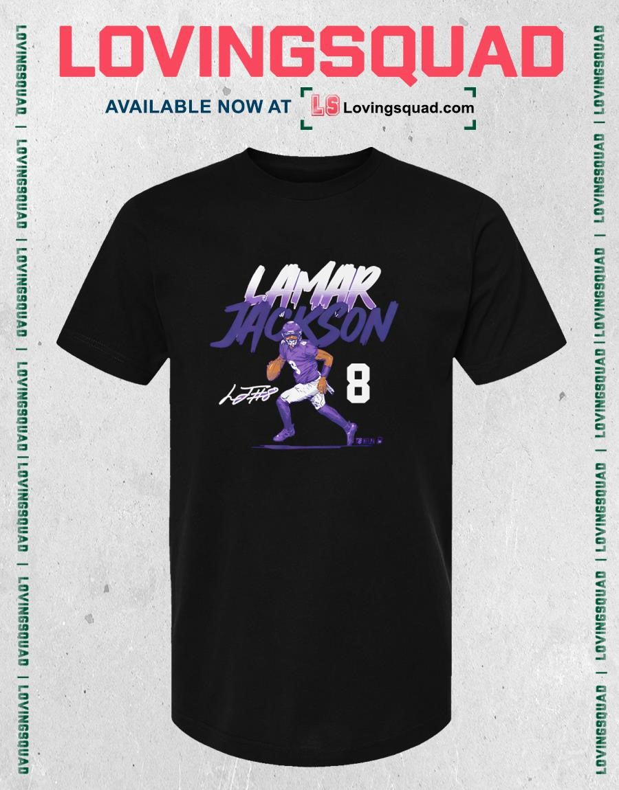 Lamar Jackson Name & Number Pose Signature T-Shirt