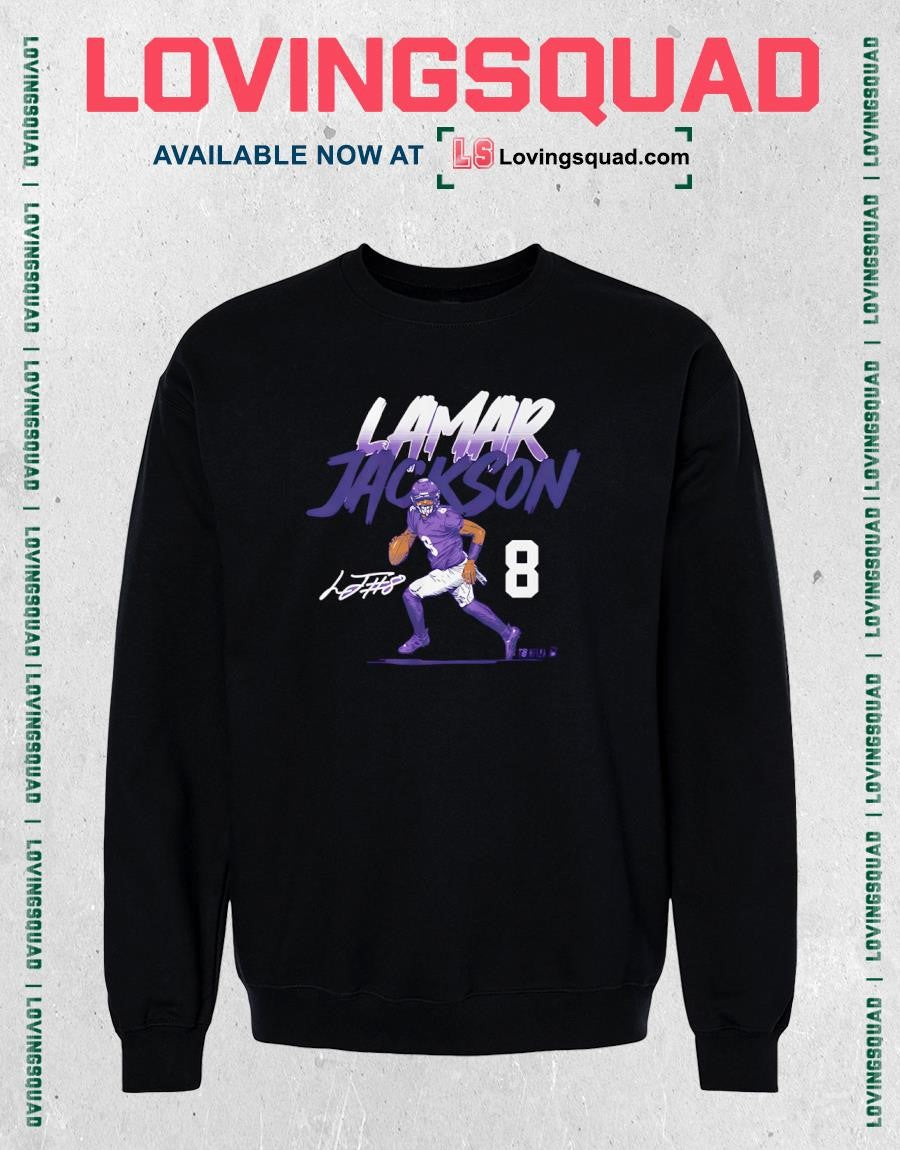 Lamar Jackson Name & Number Pose Signature T-Shirt